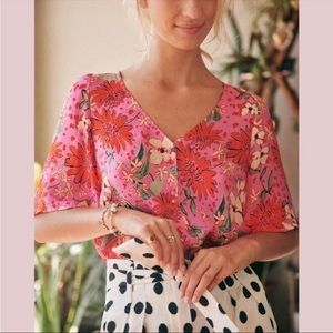 sezane aretha floral silk blouse